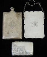Lot 192 - Silver card case, cigarette case, sterling spirit
