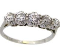 Lot 201 - Five stone diamond ring set in platinum.