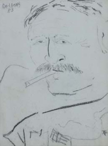 Lot 331 - John Bellany, Male portrait, charcoal.