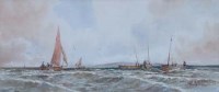 Lot 381 - Thomas Sidney, Fishing Boats off the Scottish Coast, watercolour.