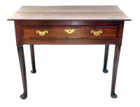 Lot 537 - George III oak side table, rectangular top with frieze drawer