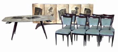 Lot 517 - Aldo Tura 1940's Dining Suite  comprising of a
