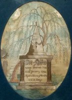 Lot 48 - 18th century framed memorial silk picture.