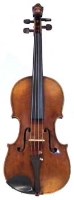 Lot 108 - German violin with case and two bows.