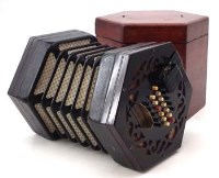 Lot 119 - Lachenal 48 button concertina with box.