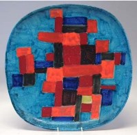 Lot 156 - Gambone charger,   painted with coloured squares