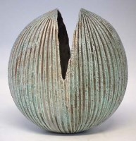 Lot 161 - Alan Wallwork vase   with fluted body, engraved