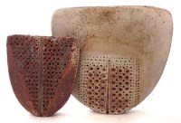 Lot 165 - Two Alan Wallwork vases    of axe head shape with