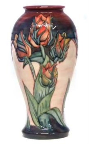 Lot 189 - Moorcroft red tulip vase.