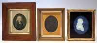 Lot 236 - Jasper plaque of John Wesley, and two other framed items