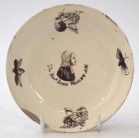 Lot 251 - Creamware Reverand John Wesley commemorative saucer circa 1790