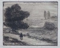 Lot 700 - Pierre Adolphe Valette (1876-1942), Landscape with Viaduct, etching.