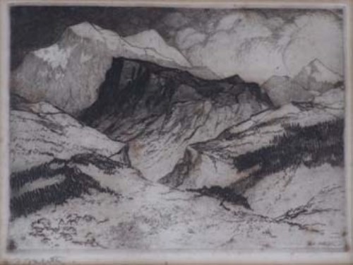 Lot 701 - Pierre Adolphe Valette (1876-1942), French Alps, 1915, signed etching.