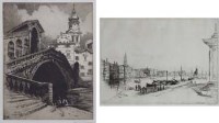 Lot 752 - Herbert George, Rialto Bridge, signed etching and another by Sidney Tushingham (2).
