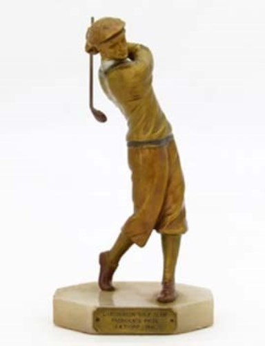 Lot 18 - Spelter art deco golfing trophy.