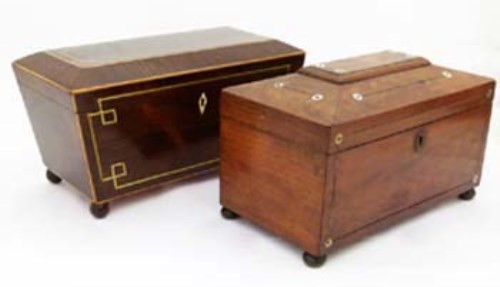 Lot 31 - Mahogany sarcophagus caddy and a rosewood caddy (2).
