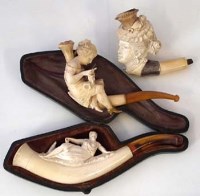 Lot 35 - Meerschaum pipe carved as a lady knitting