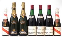 Lot 80 - Three bottles of Bouchard Aine Fils' Clos De Vougeot 1959, also two bottles of champagne pommery 1961, also two bottles of Cordon Rouge 1955 G.H. Mumm
