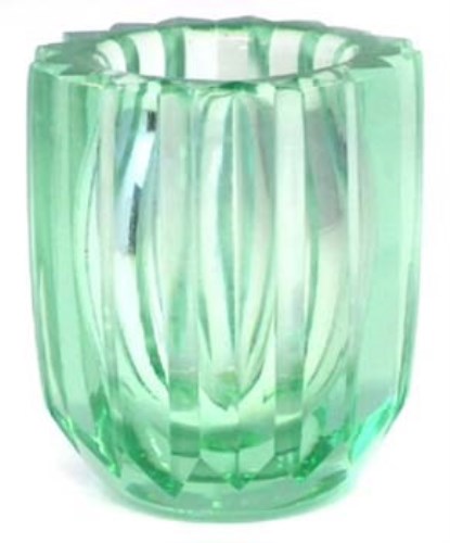 Lot 173 - Daum France green facetted glass vase.