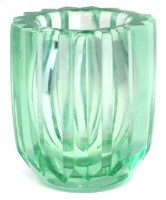 Lot 173 - Daum France green facetted glass vase.