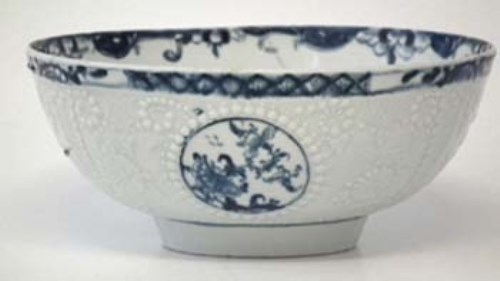 Lot 186 - Lowestoft bowl circa 1765  crisply moulded with a