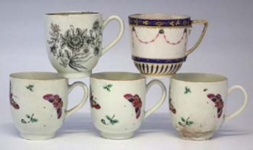 Lot 192 - Four Worcester coffee cups and a Derby cup.