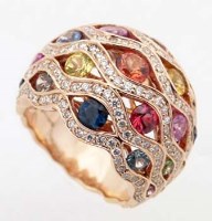 Lot 324 - 18ct rose gold fancy dress ring, the rounded half