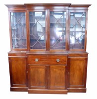 Lot 482 - Mid 20th century mahogany breakfront bookcase