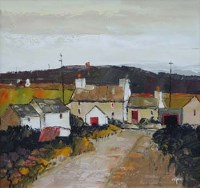 Lot 412 - Mike McDonald, Crofter's Cottages, oil.