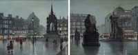 Lot 439 - Steven Scholes, Albert Square, Manchester, 1948 and Piccadilly, Manchester, 1948, oil (2).