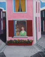 Lot 450 - Mary Adshead, Looking Down The Road, oil.