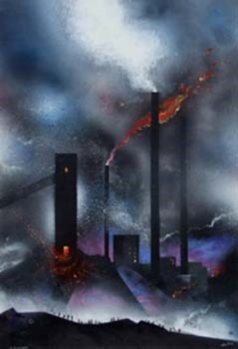 Lot 476 - David Wilde, Raking Slag, oil.