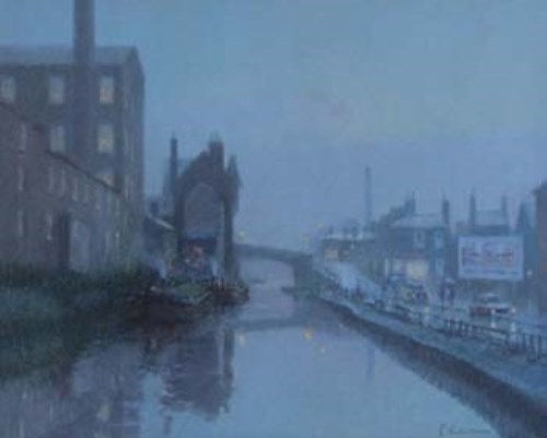 Lot 517 - Bob Richardson, Manchester canal scene, pastel.