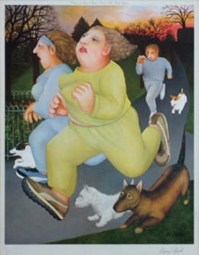 Lot 535 - After Beryl Cook, The Joggers on the Hoe, signed print.