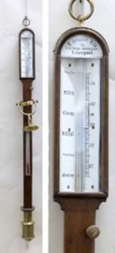 Lot 657 - Mahogany marine stick barometer