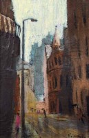 Lot 326 - David Alderman, 20th/21st century,"Rain on Manchester Street"