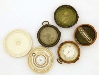 Lot 669 - Two pocket barometers and an ivory pocket