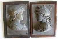 Lot 16 - Pair of cast spelter classical wall panels.