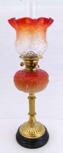 Lot 17 - Brass oil lamp