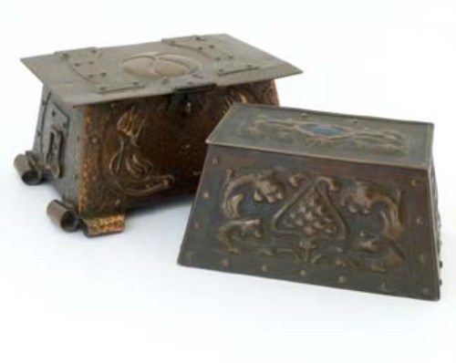 Lot 35 - Two arts and crafts embossed boxes.