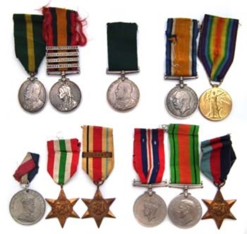 Lot 47 - Family group of medals awarded to the Boughey family from the Boer War to WW2.