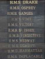 Lot 49 - Framed set of Royal Navy cap tallies.