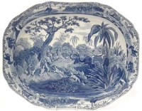 Lot 104 - Blue and white plate tiger hunt.
