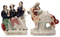 Lot 108 - Staffordshire Princes and Dog and Nelson flat back figures.