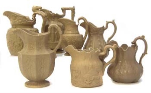 Lot 114 - Seven stoneware jugs by Charles Meigh, Ridgway