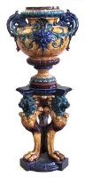 Lot 121 - Large Majolica urn on stand.