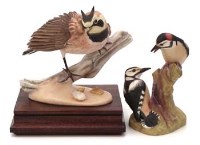 Lot 137 - Royal Worcester Shore lark and a Pied Woodpecker