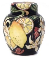 Lot 144 - Moorcroft boxed lemons ginger jar.