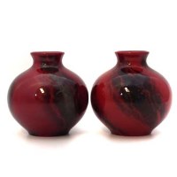 Lot 154 - Pair of Royal Doulton flambe vases with boxes and