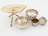 Lot 179 - Pair of Luen Wo bowls, shell dish, napkin ring